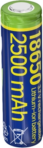 Επαναφορτιζόμενη μπαταρία Li-ion 18650 3,7 V 2500 mAh (10C) με επίπεδους πόλους