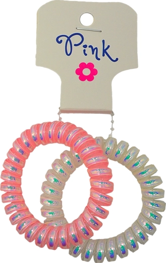 PINK λαστιχάκια μαλλιών ροζ και περλέ (2 τεμ.)