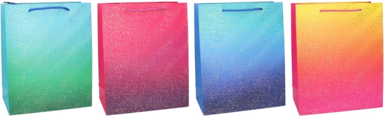 Τσάντα δώρου S 18 × 23 × 8 cm, για χρήση όλο τον χρόνο, ντεγκραντέ με μεταλλικές κουκκίδες
