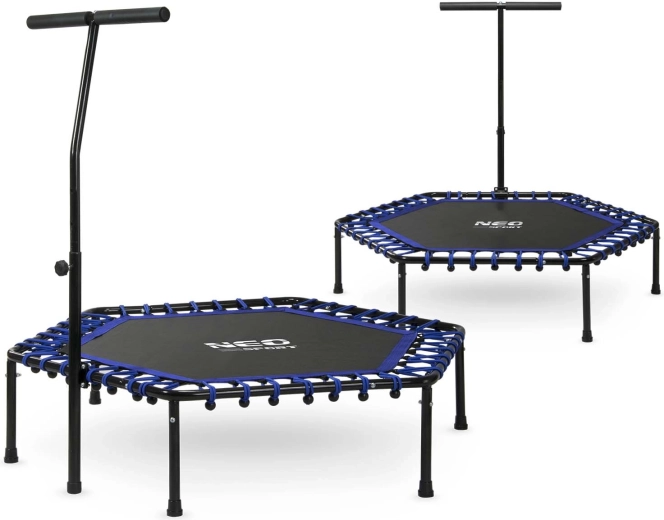 Τραμπολίνο γυμναστικής Neo-Sport με χειρολαβή 127 cm, εξάγωνο, μπλε