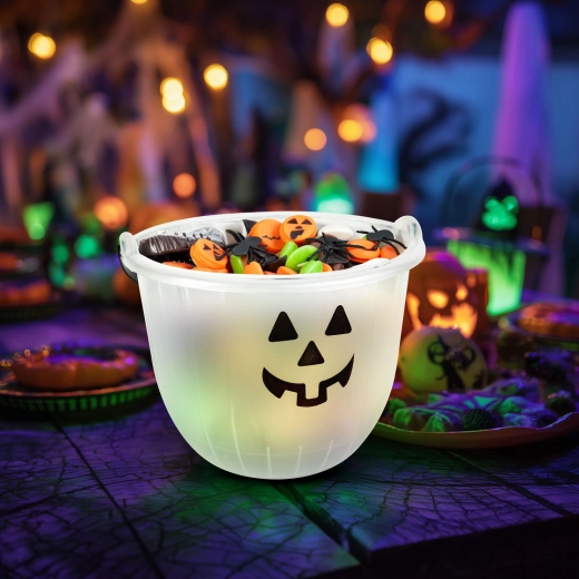 Διακοσμητικός κουβάς για το Halloween με σχέδιο κολοκύθας ή φαντάσματος - 1 τεμάχιο