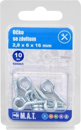 Κλειστό μάτι με σπείρωμα 16 × 6 × 2,8 mm, ψευδάργυρος (10 τεμ.)