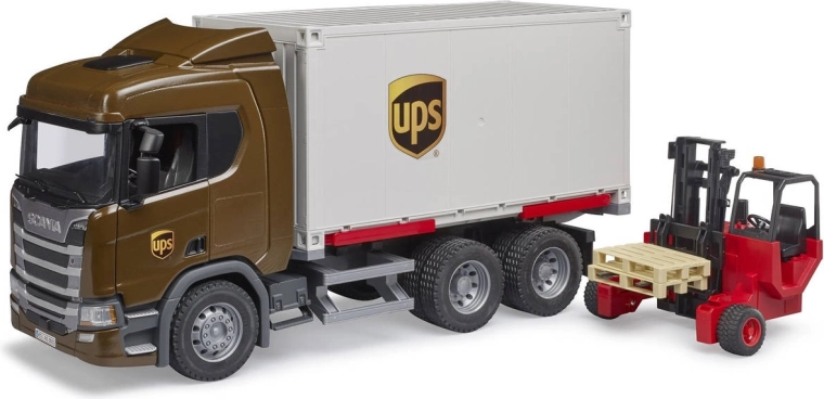 BRUDER Scania Super 560R UPS φορτηγό logistics με περονοφόρο ανυψωτικό