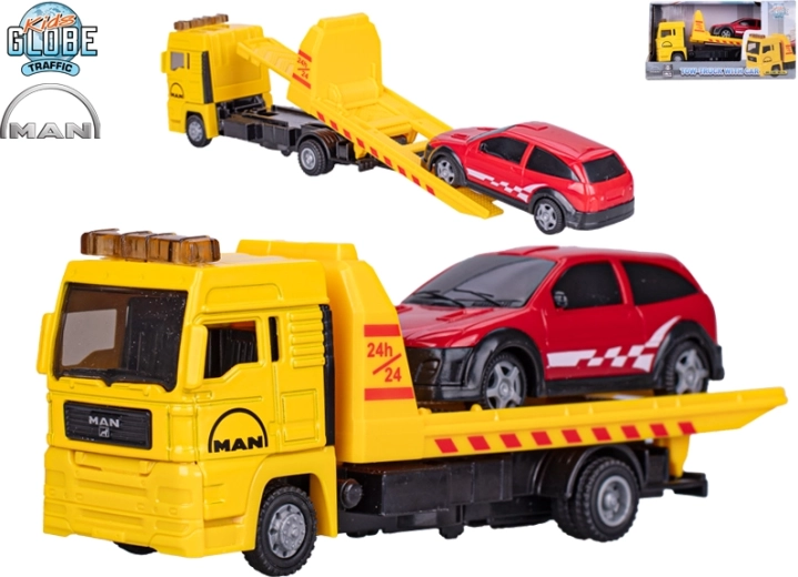 Kids Globe Traffic οδική βοήθεια MAN – μεταλλικό μοντέλο με επιβατικό αυτοκίνητο 19 cm