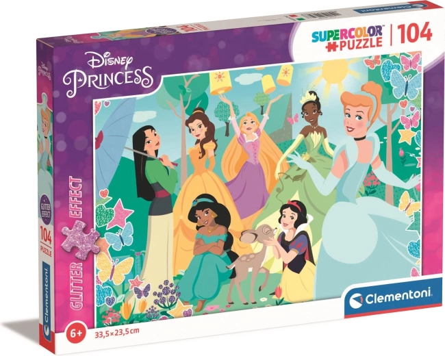 Clementoni γκλίτερ παζλ Disney πριγκίπισσες στον κήπο 104 κομμάτια