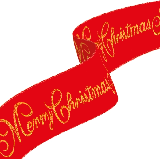 Χριστουγεννιάτικη κορδέλα Merry Christmas κόκκινη 60 × 8 cm