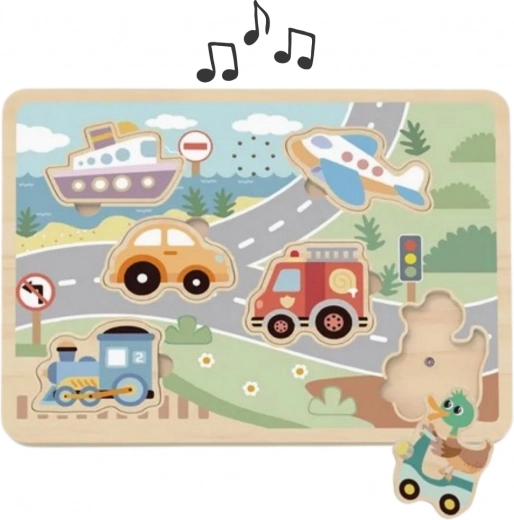 Ξύλινο διαδραστικό παζλ οχήματα Tooky Toy