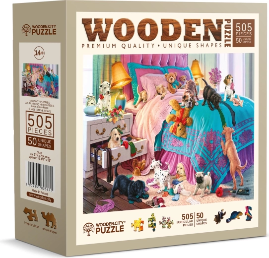 Ξύλινο παζλ WOODEN CITY Άτακτα κουτάβια 505 κομμάτια