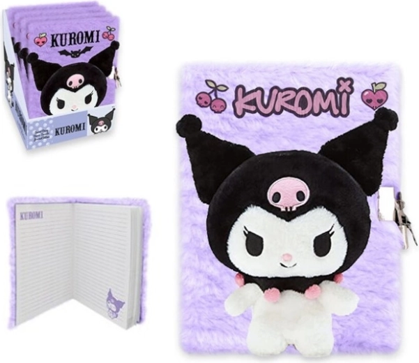 Λούτρινο 3D ημερολόγιο A5 KUROMI με φερμουάρ