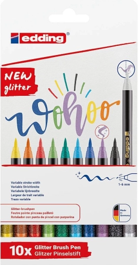 Edding 1340 γκλίτερ brushpen – σετ 10 τεμ.
