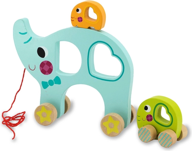Kidiwood ξύλινο παιχνίδι έλξης οικογένεια ελεφάντων (3 τεμάχια)