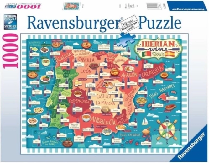 Ravensburger Παζλ χάρτης της Ιβηρικής Χερσονήσου – αμπελουργικές περιοχές 1000 κομματιών
