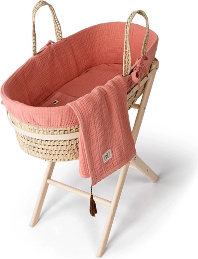 Funnababy πλήρες σετ καλαθιού Μωυσή με εξοπλισμό coral pink