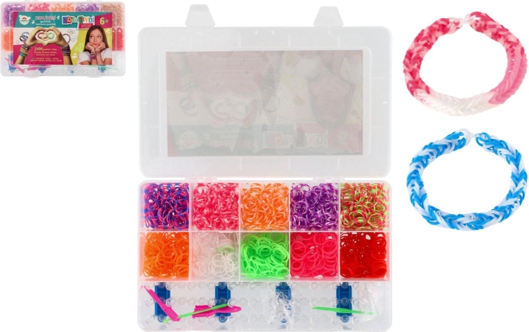 Δημιουργικό σετ Loom Bands για κατασκευή βραχιολιών, 2.400 τεμάχια