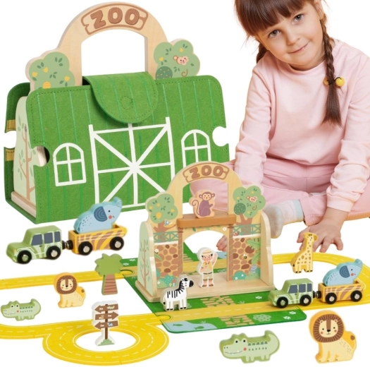 Tooky Toy mini zoo – φορητό ξύλινο σετ σε βαλιτσάκι