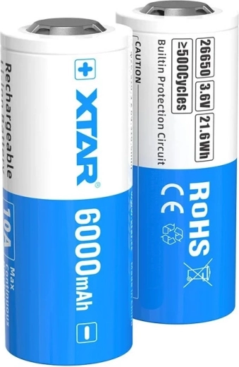Μπαταρία Li-ion XTAR 26650 6000 mAh 3,6 V με προστασία - 1 τεμάχιο