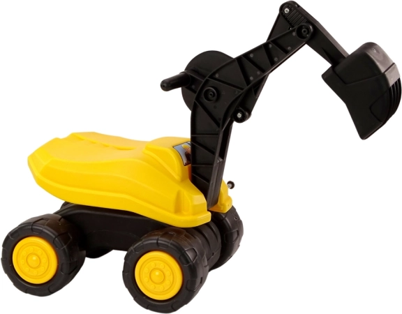 Παιδικός εκσκαφέας ride-on με κάθισμα, περιστροφή 360°, κινητός κάδος – κίτρινος