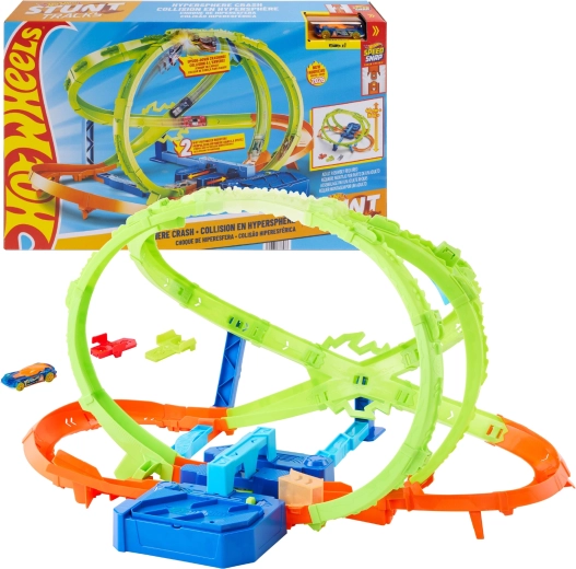 Hot Wheels Stunt Tracks Hipersféra kraks αγωνιστική πίστα με κίνηση + αυτοκινητάκι