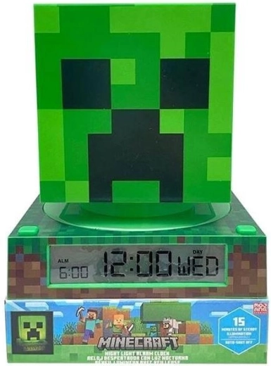 3D LED φωτιστικό με ξυπνητήρι Minecraft Creeper