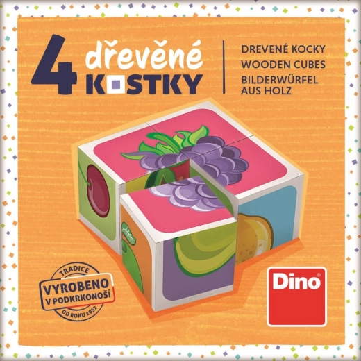Dino ξύλινοι κύβοι Φρούτα 4 τμχ