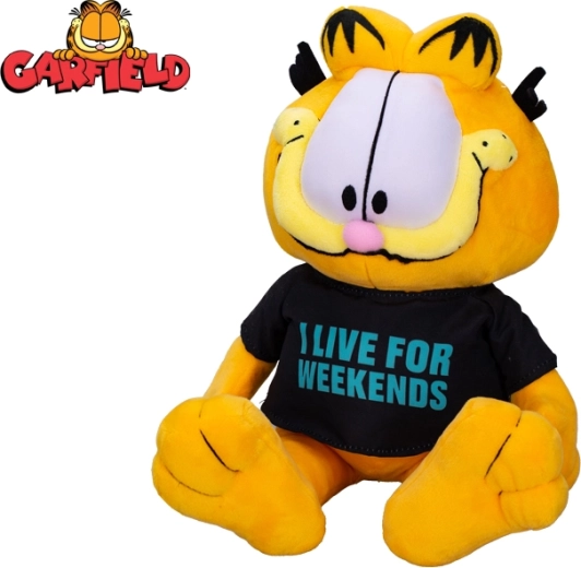Λούτρινος γάτος GARFIELD 24 cm – καθιστός, μπλουζάκι I live for weekends