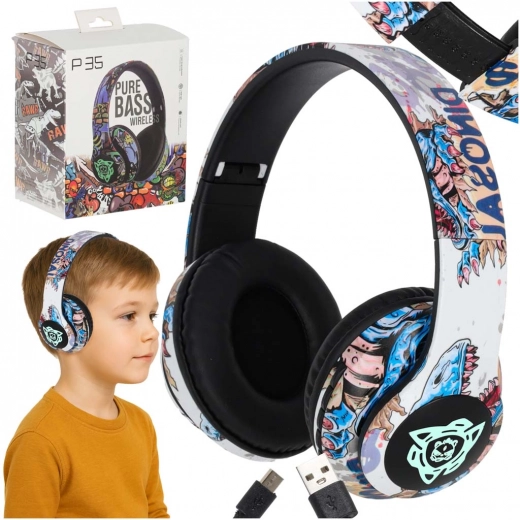 Ασύρματα ακουστικά κεφαλής bluetooth με φωτισμό RGB και micro SD
