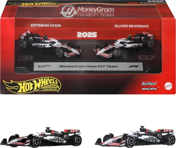 Hot Wheels Premium Formula 1 MoneyGram Haas σετ 2 μεταλλικών μοντέλων F1 Ocon και Bearman
