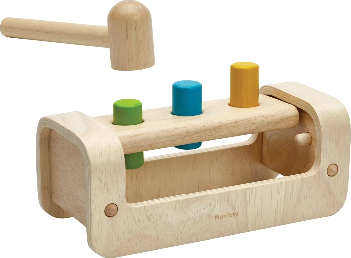 PlanToys ξύλινο παιχνίδι σφυρηλάτησης με χρωματιστούς κυλίνδρους