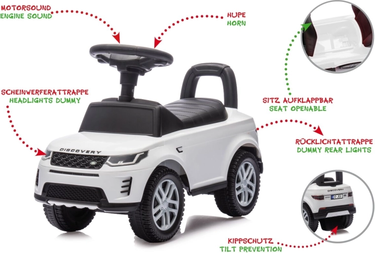 Παιδικό αυτοκινητάκι και περπατούρα Land Rover Discovery 2 σε 1 λευκό