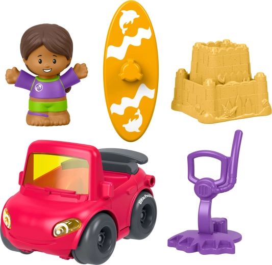 Fisher-Price Little People σετ με αυτοκινητάκι, φιγούρα και αξεσουάρ – μια μέρα στην παραλία