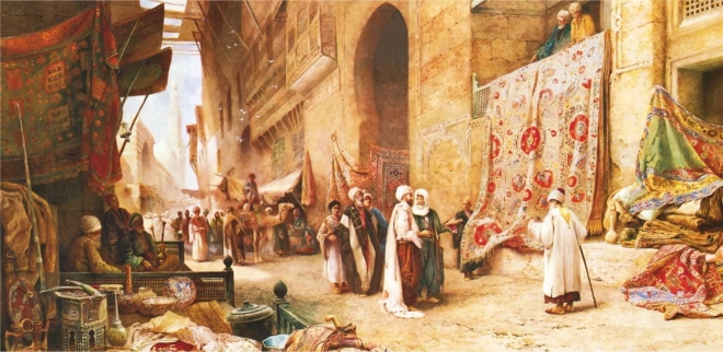 Πανοραμικό παζλ ANATOLIAN Πώληση χαλιών στο Κάιρο 1500 κομμάτια