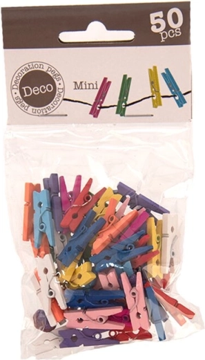 Πολύχρωμα ξύλινα μίνι μανταλάκια 2,5 cm (50 τεμ.)