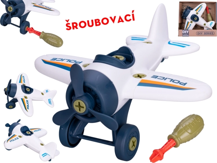 Βιδωτό αεροπλανάκι για παιδιά 18 cm με παιδικό κατσαβίδι