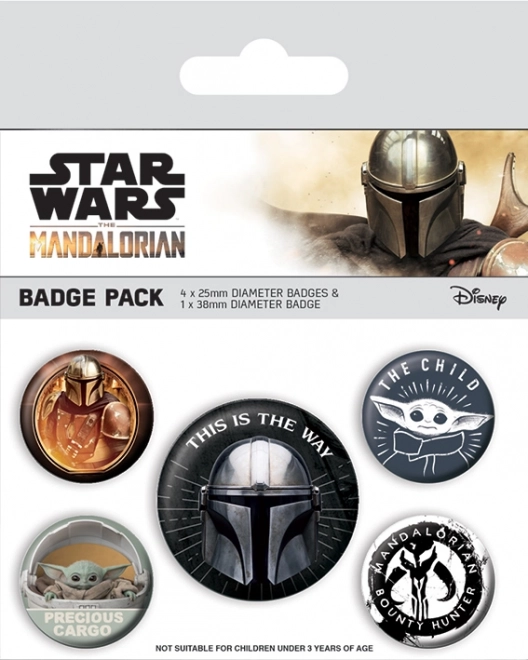 Σμάλτινο σήμα MANDALORIAN – σετ 38 mm + 4× 25 mm