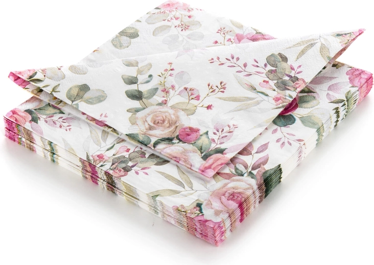 Χάρτινες χαρτοπετσέτες με τριαντάφυλλα Pink Rose 33 × 33 cm, 3 στρώσεων, 20 τεμ.
