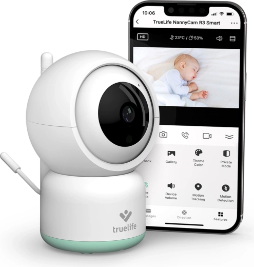 Βιντεομπέιμπι μόνιτορ TrueLife NannyCam R3 Smart με Full HD και Wi‑Fi