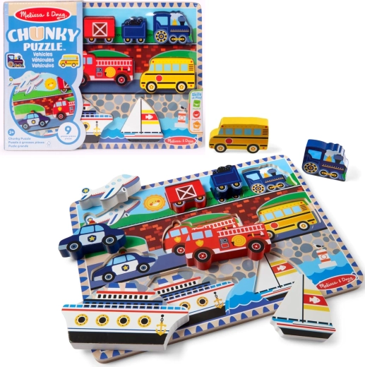 Ξύλινο παζλ με οχήματα Melissa & Doug