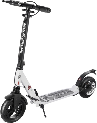 Πατίνι NILS Extreme HM208T λευκό – πτυσσόμενο πατίνι πόλης με ανάρτηση και δισκόφρενο