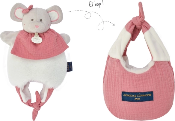 Doudou ποντικάκι 3 σε 1 σε τσαντάκι για μωρά, 30 cm