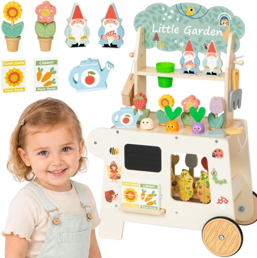 TOOKY TOY montessori ξύλινο καροτσάκι κήπου με πάγκο πώλησης 57 τεμ.