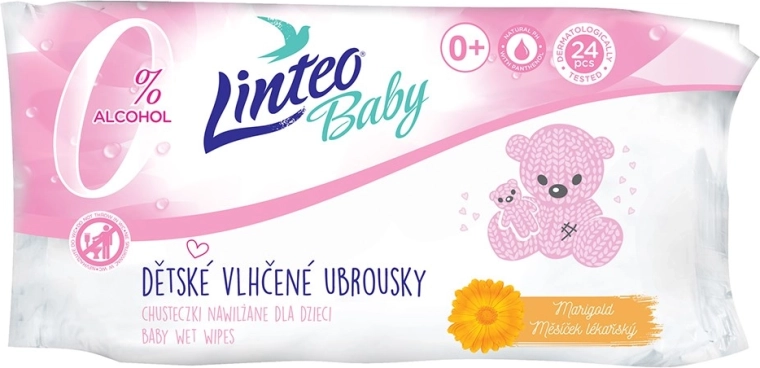 Παιδικά υγρά μαντηλάκια με καλέντουλα LINTEO Baby 24 τεμ.