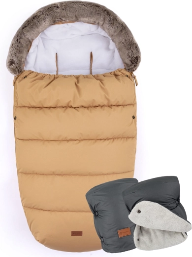 PETITE&MARS χειμερινός σάκος 4σε1 Comfy elegant caramel + μουφ Jasie charcoal grey
