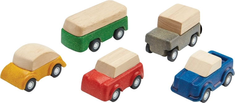 PlanToys PlanWorld ξύλινα αυτοκινητάκια – σετ 5 οχημάτων