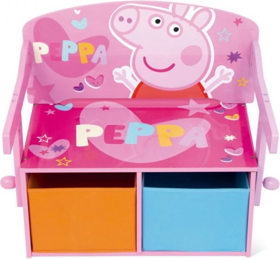 Παιδικό παγκάκι Peppa Pig 3 σε 1 (παγκάκι, γραφείο και κουτί αποθήκευσης για παιχνίδια)
