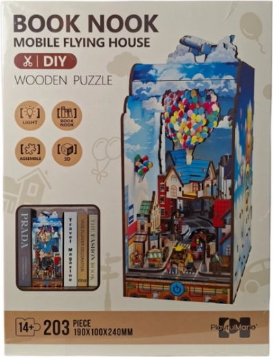 Ξύλινο 3D παζλ Book Nook – Ιπτάμενο σπίτι με φωτισμό LED
