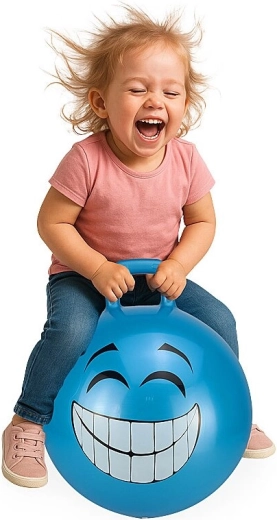 Μπάλα αναπήδησης με λαβή HoppyDoo Smile μπλε 45 cm με τρόμπα
