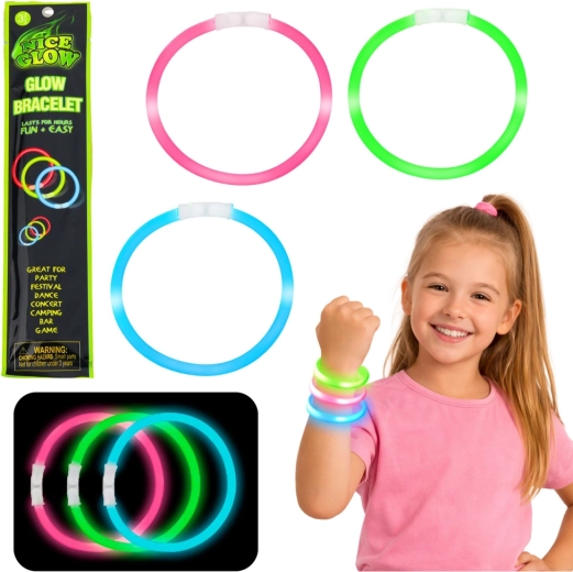 Φθορίζοντα φωσφορίζοντα βραχιόλια Glow Stick 3 τεμ., 20 cm