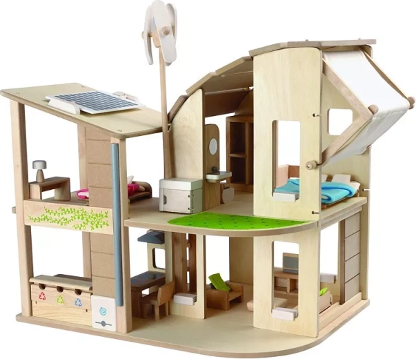 PlanToys οικολογικό κουκλόσπιτο με έπιπλα