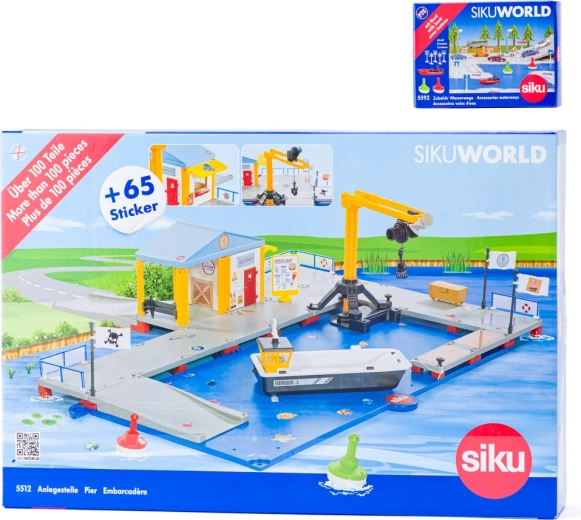 Siku World λιμάνι φόρτωσης με προβλήτα και μηχανοκίνητο σκάφος