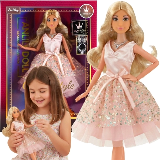 Κούκλα Woopie Royal Lily με μακριά ξανθά μαλλιά και ροζ φόρεμα, 30 cm